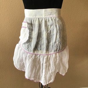 Vintage Sheer Handmade White and Purple Hostess Apron with Pocket